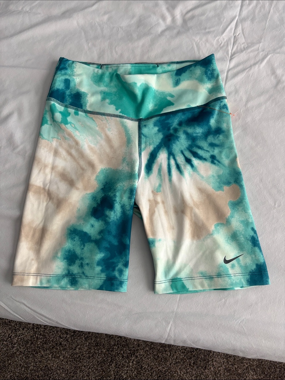 Nike Teal Aqua Tie-Dye Bike Shorts